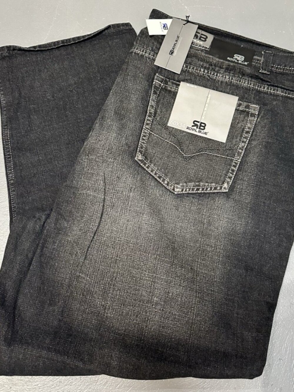 Royal Blue Brand Denim Jeans Men Size 60 x 34 Relaxed Fit Big & Tall New